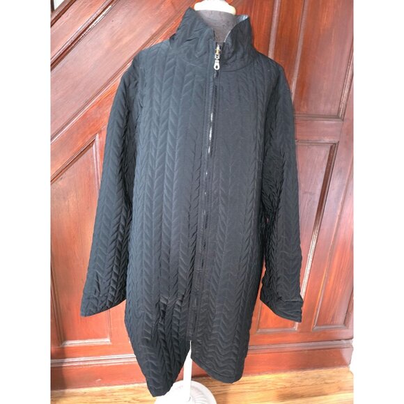 Reversible Komitor Womens Quilted Coat Size 3X Black & Silver Polyester Nylon - Picture 1 of 4